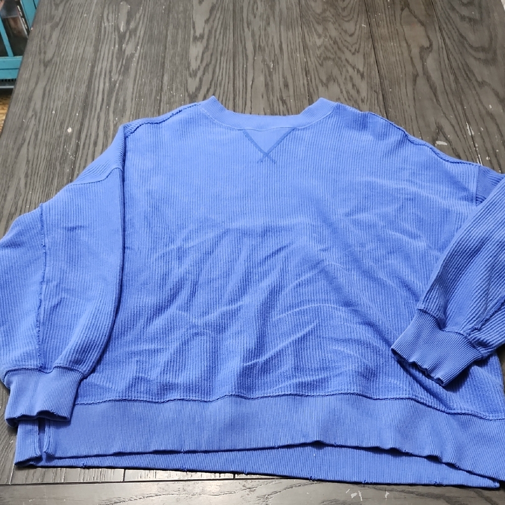 Aerie Women's Crewneck Sweater in Vibrant Blue Oversized